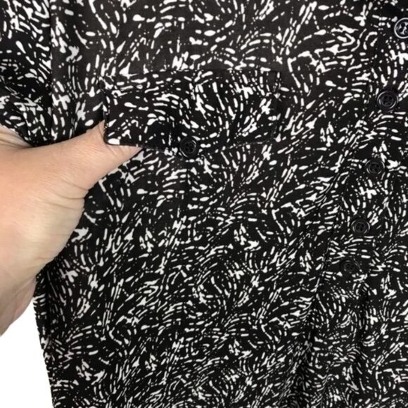 Studio AA Brown & White Printed Midi Dress Size 10 Short Sleeve Collared Button - Picture 3 of 6